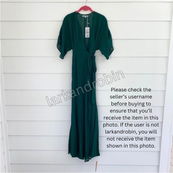 NEW Reformation Winslow Dress Emerald XS - Picture 6 of 17